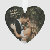 Mr. & Mrs. Heartの形をしたクリスマスとしての私たちの初めてのクリスマス オーナメント (裏面)