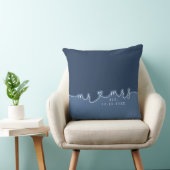 Mr Mrs Heart Script Dusty Blue Wedding Pillow クッション (椅子)