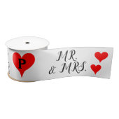 Mr. Mrs. Initials Red Hearts 3 INCH サテンリボン (リール)