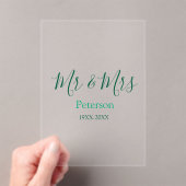 Mr & Mrs last name married year wedding engagement アクリル招待状 (インサイチュ (ポータブル))