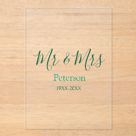 Mr & Mrs last name married year wedding engagement アクリル招待状