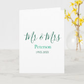 Mr & Mrs last name married year wedding engagement カード (黄色い花)