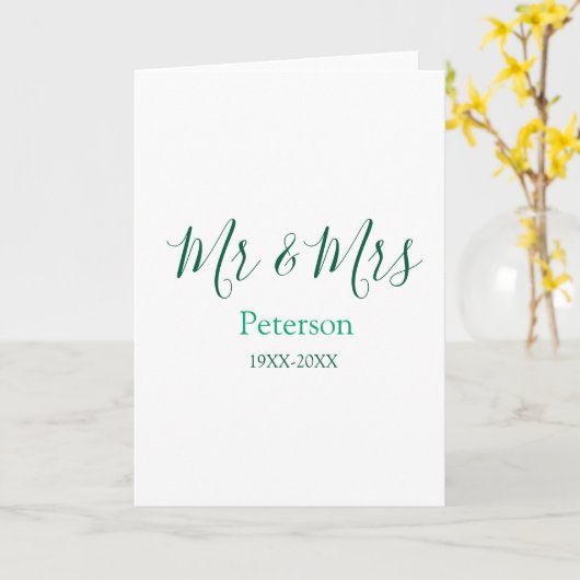 Mr & Mrs last name married year wedding engagement カード (黄色い花)