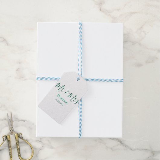 Mr & Mrs last name married year wedding engagement ギフトタグ (より糸付き)