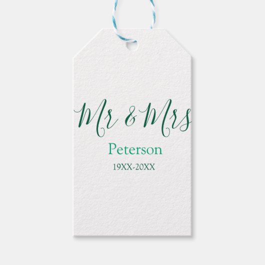 Mr & Mrs last name married year wedding engagement ギフトタグ (正面)