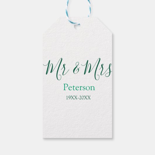 Mr & Mrs last name married year wedding engagement ギフトタグ (裏面)