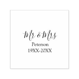 Mr & Mrs last name married year wedding engagement セルフインキングスタンプ