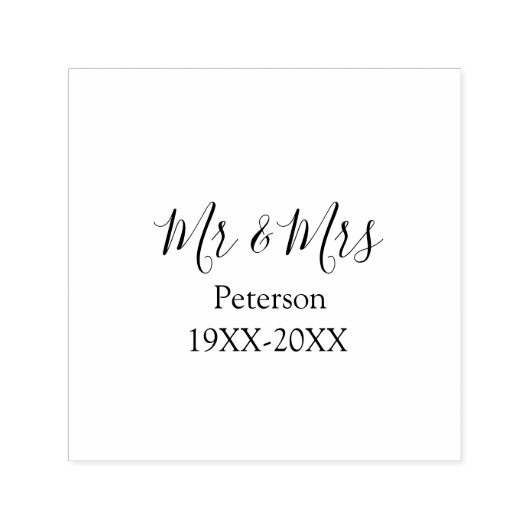 Mr & Mrs last name married year wedding engagement セルフインキングスタンプ (デザイン)