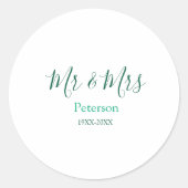 Mr & Mrs last name married year wedding engagement ラウンドシール (正面)
