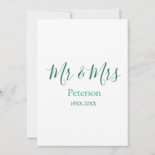 Mr & Mrs last name married year wedding engagement 招待状 (裏面)