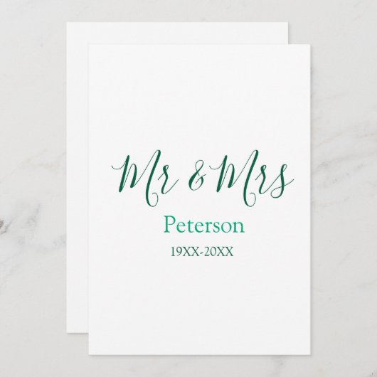 Mr & Mrs last name married year wedding engagement 招待状 (正面/裏面)