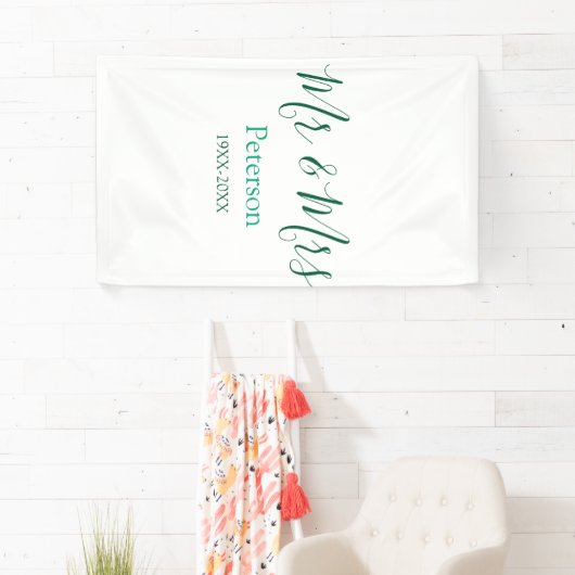 Mr & Mrs last name married year wedding engagement 横断幕 (インサイチュ)