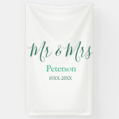 Mr & Mrs last name married year wedding engagement 横断幕 (縦)