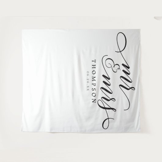 Mr & Mrs Modern Wedding Backdrop Banner タペストリー (正面(横))