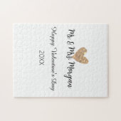 Mr & Mrs name happy Valentine's day gold heart  ジグソーパズル (横)