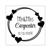 Mr&Mrs Names and Wedding Date Romantic Stamp ラバースタンプ (インプリント)