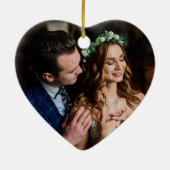 Mr. & Mrs. Names & Photoとしての初めてのクリスマス セラミックオーナメント (裏面)