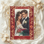 Mr & Mrs Newly Wed Christmas Gold Foliage 4 Photos シーズンカード
