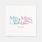 Mr & Mrs Newlywed Wedding Party Bridal Shower スタンダードカクテルナプキン (正面)