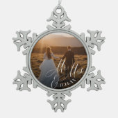 Mr.Mrs. Newlywedsの写真 スノーフレークピューターオーナメント (正面)