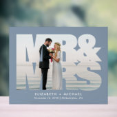 Mr. Mrs. Newlyweds Photo Dusty Blue 結婚's アクリルサイン (ニュートラル)