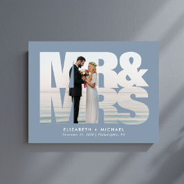 Mr. Mrs. Newlyweds Photo Dusty Blue 結婚's アクリルサイン