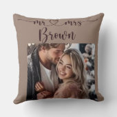 Mr & Mrs Personalized Photo Throw Pillow クッション (裏面)