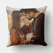 Mr & Mrs Personalized Photo Throw Pillow クッション (裏面)