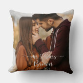 Mr & Mrs Personalized Photo Throw Pillow クッション (正面)