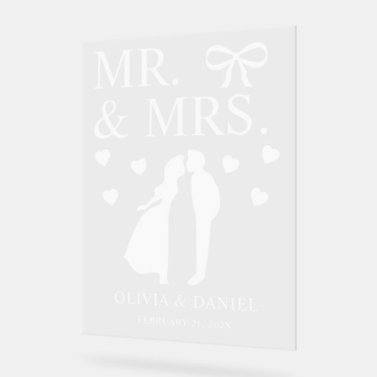 Mr. & Mrs. Personalized Wedding アクリルサイン (傾斜)