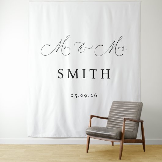 Mr & Mrs Personalized Wedding Backdrop Banner タペストリー (インサイチュ)