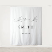 Mr & Mrs Personalized Wedding Backdrop Banner タペストリー (正面)