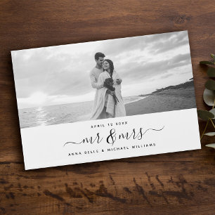 Mr. & Mrs. Script エレガント Photoモダン結婚の ゲストブック