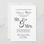 Mr. & Mrs. Scripty Black & White結婚式招待状 招待状 (正面)