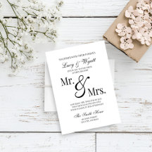 Mr. & Mrs. Scripty Black & White結婚式招待状
