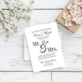 Mr. & Mrs. Scripty Black & White結婚式招待状 招待状