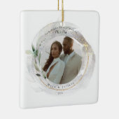 Mr&Mrs Silverと金ゴールドの写真としての私たちの初めてのクリスマス セラミックオーナメント (右)