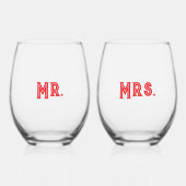  Mr. & Mrs. Stemless Wine Glasses ステムなしワイングラス (正面)