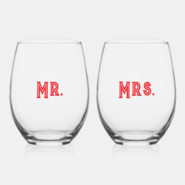 Mr. & Mrs. Stemless Wine Glasses ステムなしワイングラス