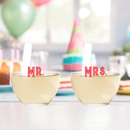  Mr. & Mrs. Stemless Wine Glasses ステムなしワイングラス