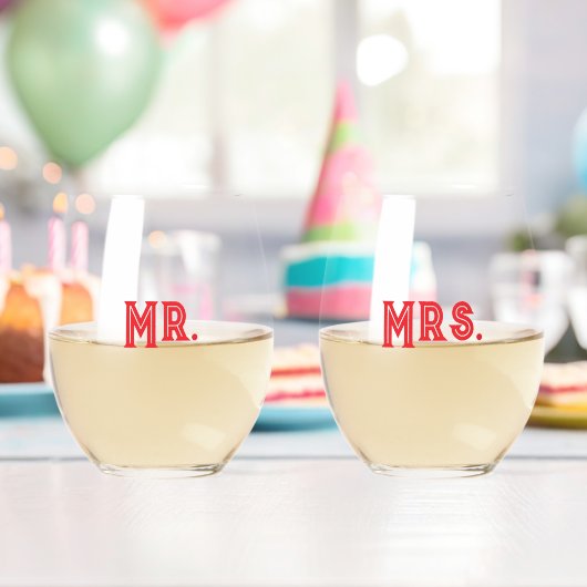  Mr. & Mrs. Stemless Wine Glasses ステムなしワイングラス (インサイチュ (バースデー))