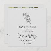 MR & MRS Wedding Black Fancy Minimalist Branches  サンキューカード (正面/裏面)