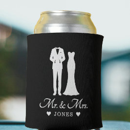 Mr & Mrs Wedding Dress Tuxedo Newlywed Couple 缶クーラー
