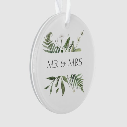 Mr & Mrs Wedding Keepsake Greenery オーナメント (正面)