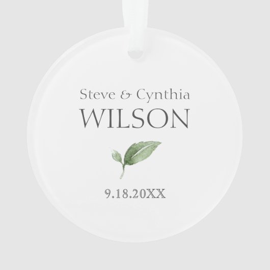 Mr & Mrs Wedding Keepsake Greenery オーナメント (裏面)