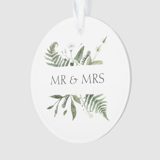 Mr & Mrs Wedding Keepsake Greenery オーナメント (正面)