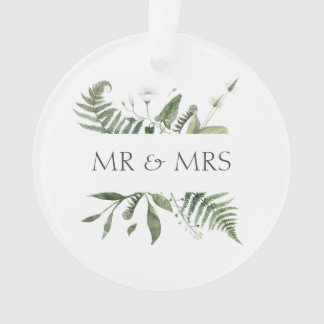 Mr & Mrs Wedding Keepsake Greenery オーナメント