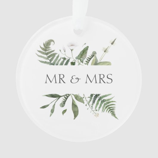 Mr & Mrs Wedding Keepsake Greenery オーナメント (正面)