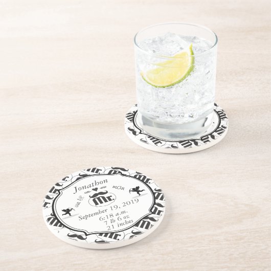 Mr.Mustache Lil Man男の赤ちゃん統計 コースター (側面)