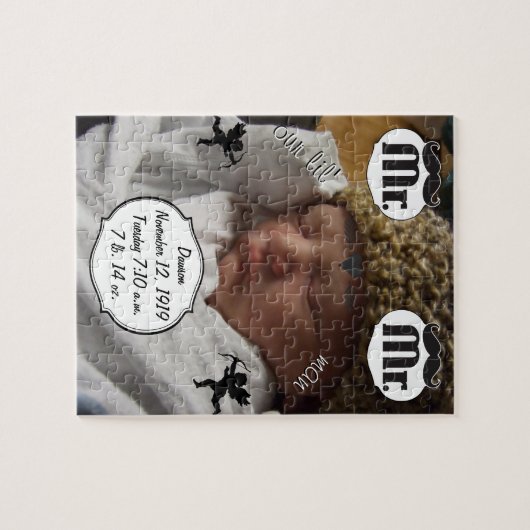 Mr.Mustache Lil Man男の赤ちゃん統計 ジグソーパズル (横)